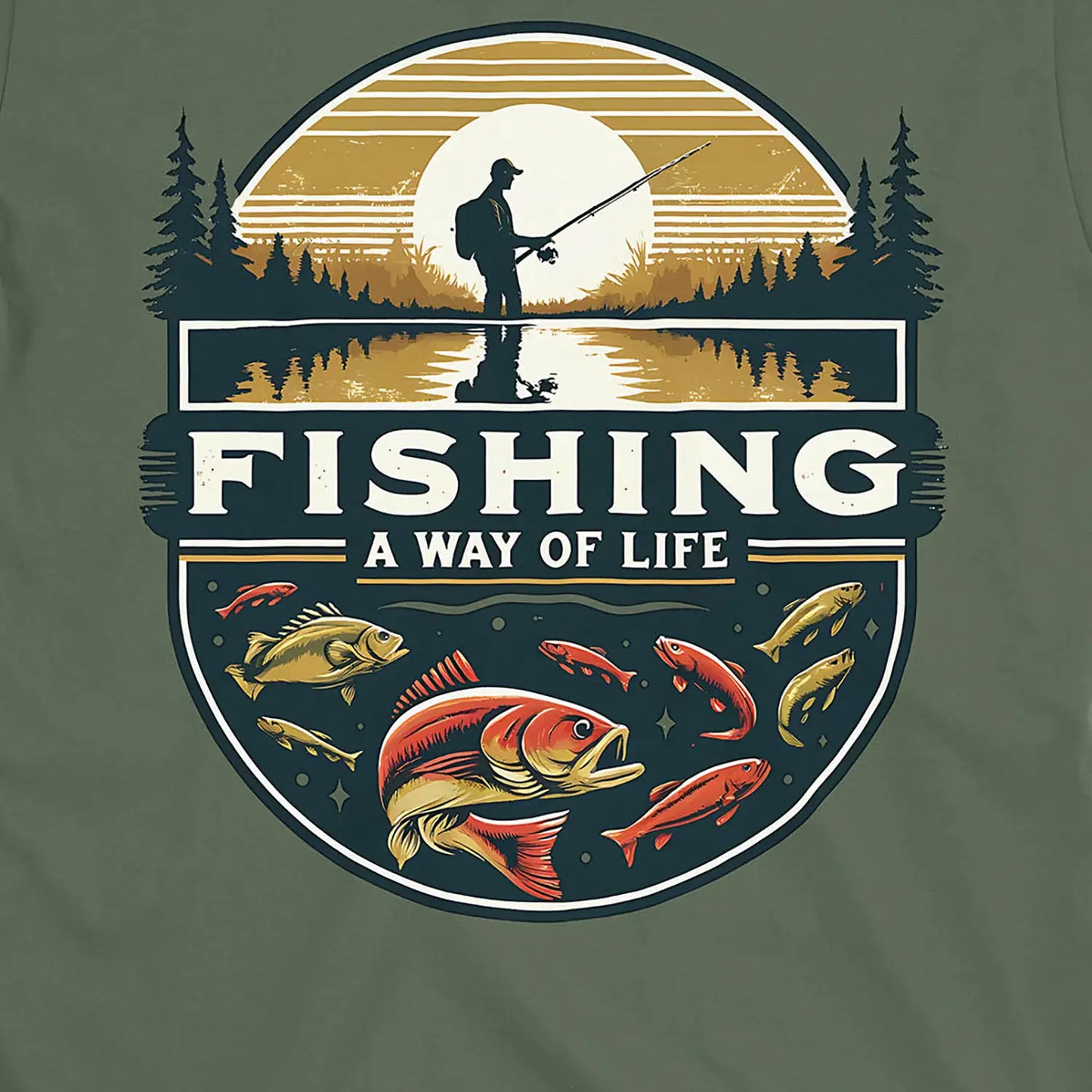 Military Green, Fishing, Way of Life Tee – fish-room