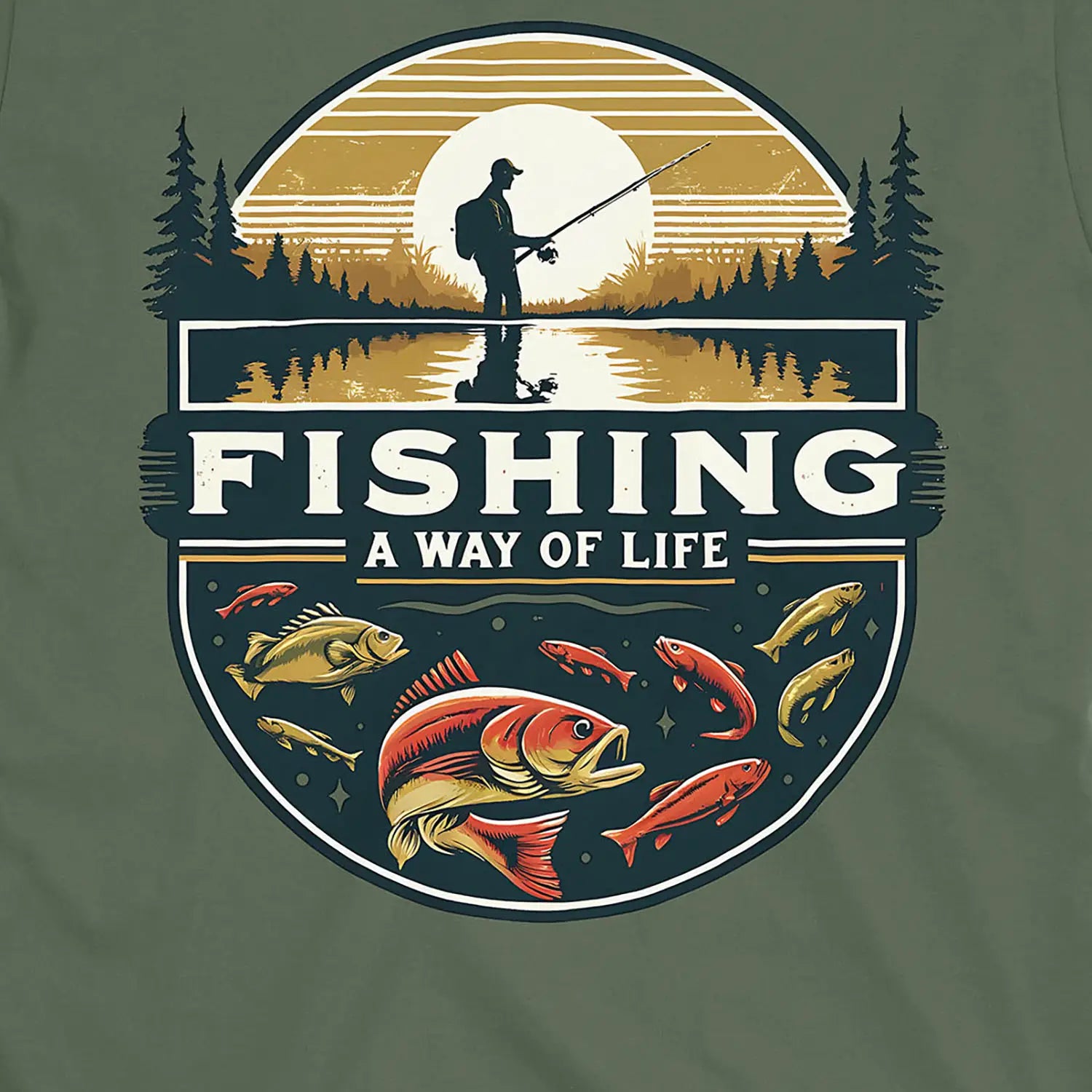 Military Green, Fishing, Way of Life Tee – fish-room