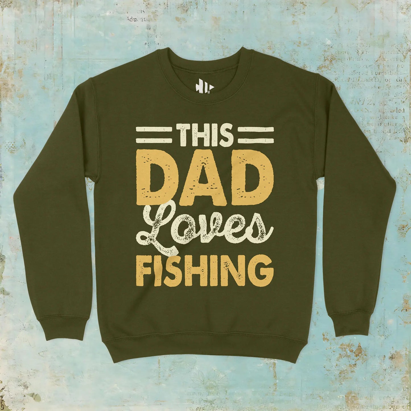 Military Green, This Dad Loves Fishing Crewneck Sweatshirt – fish-room