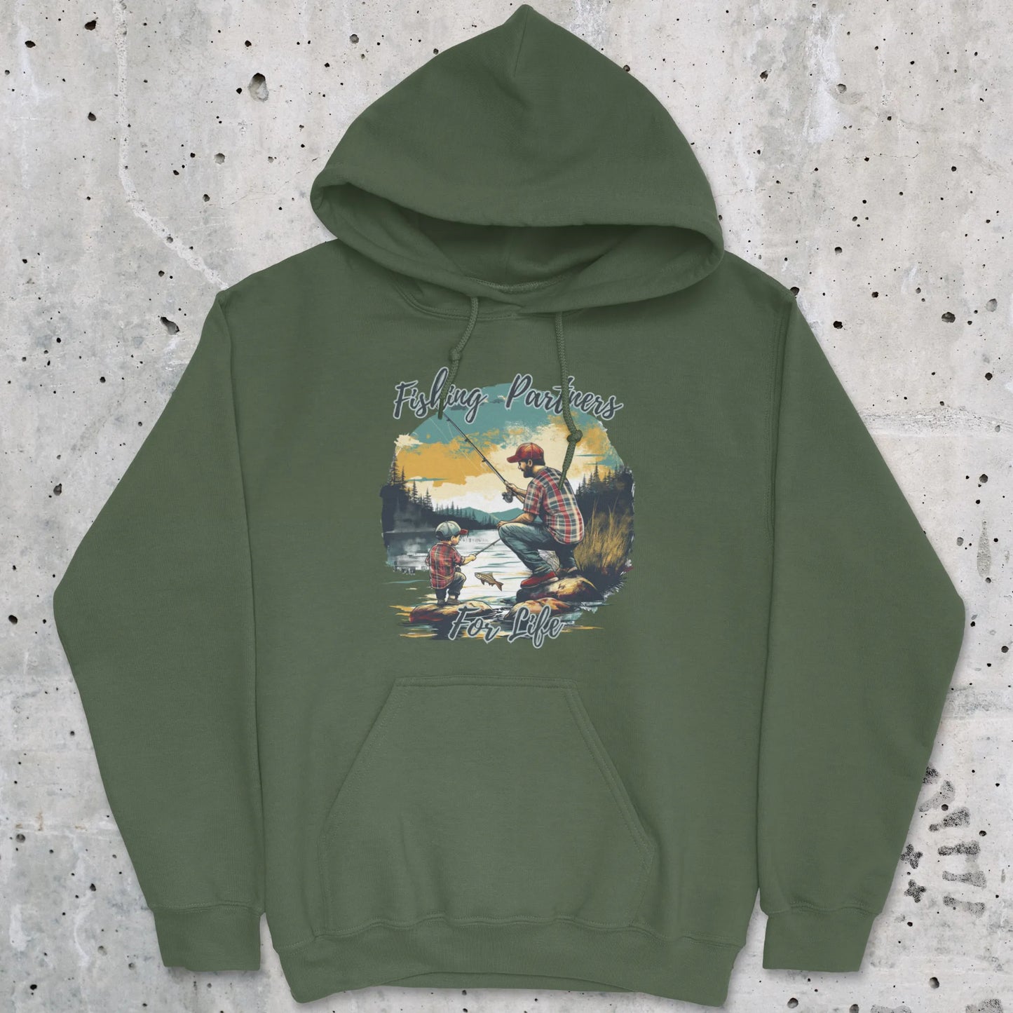 Military Green, Fishing Partners for Life Hoodie – fish-room