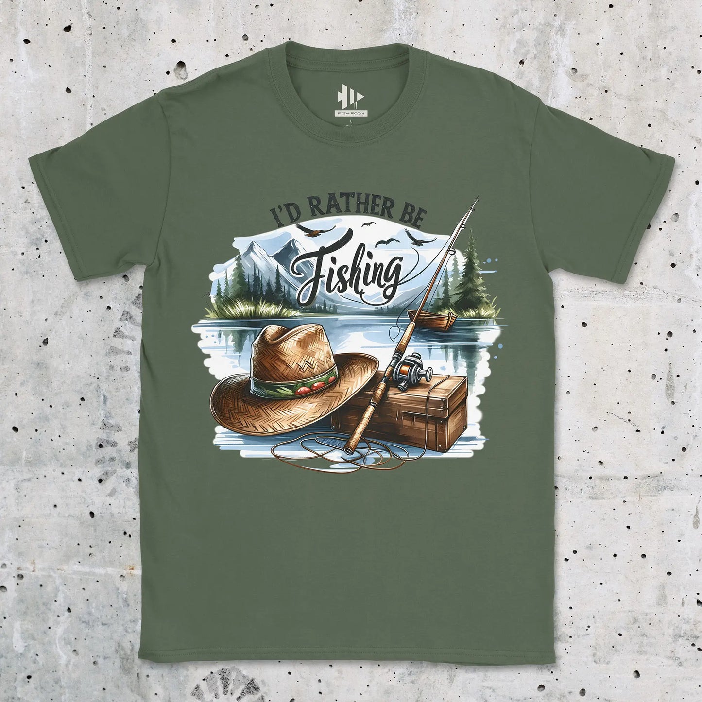 Military Green, I'd Rather Be Fishing Tee – fish-room