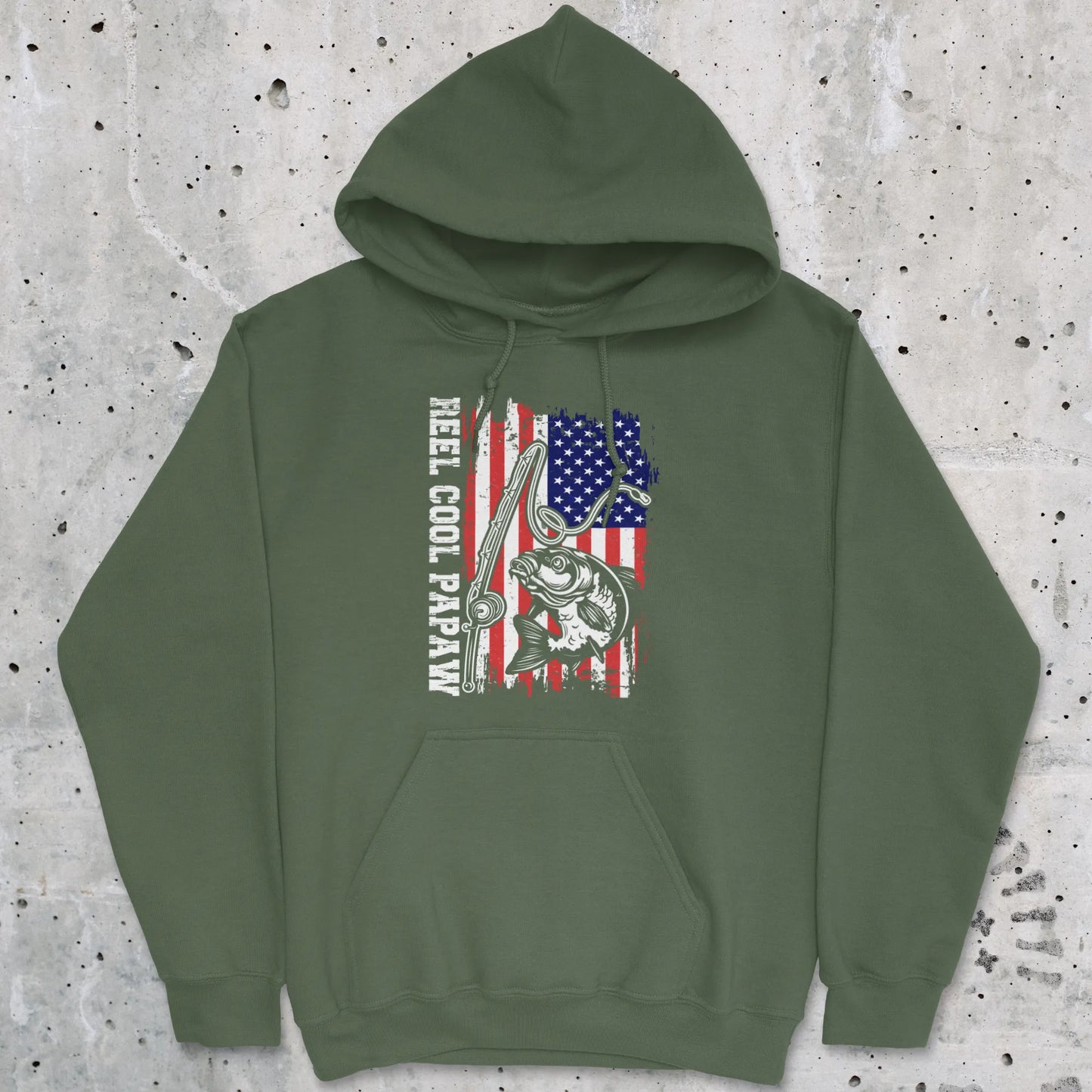 Military Green, Reel Cool Papaw Hoodie – fish-room