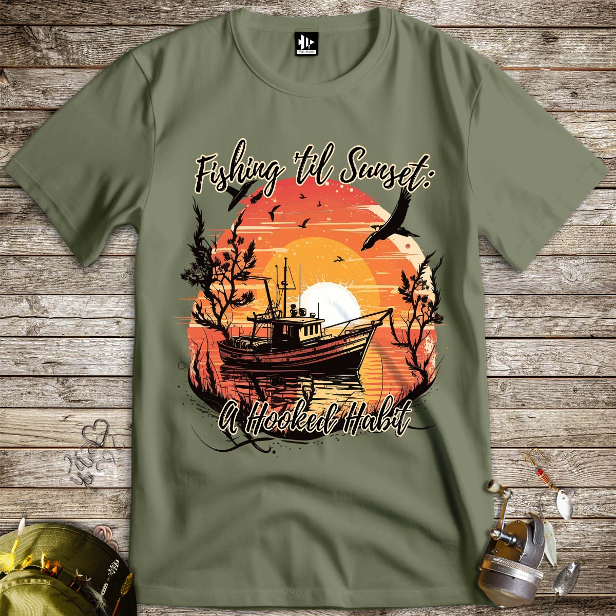 Fishing 'til Sunset Tee-funny fishing t shirt-FISH-ROOM LLC