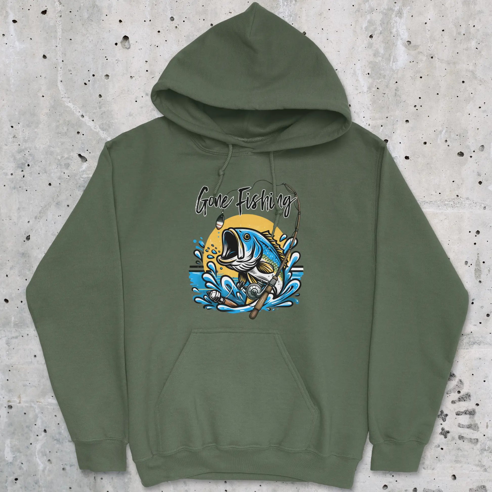 Military Green, Gone Fishing Hoodie – fish-room