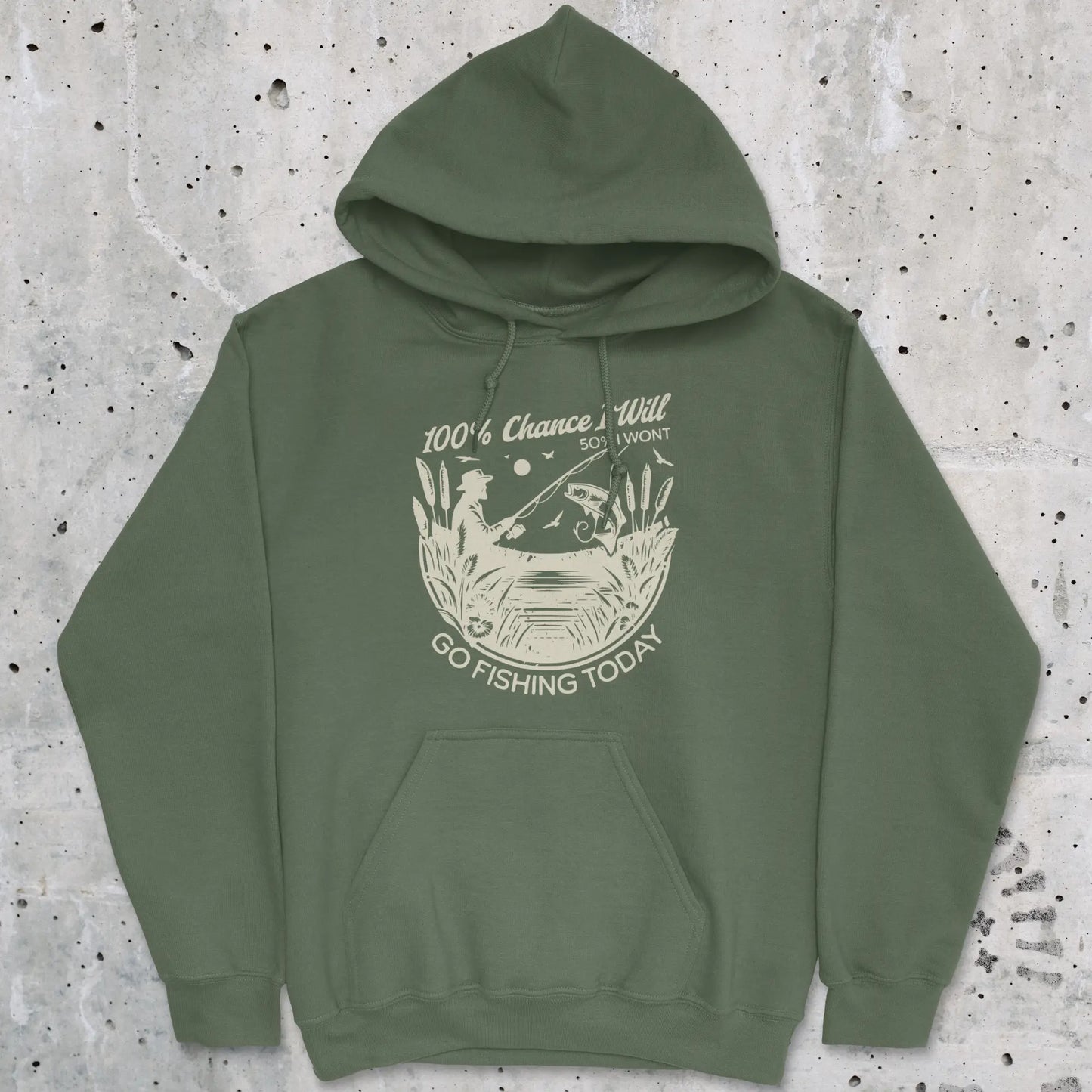 Military Green, 100% Fishing Day Hoodie – fish-room