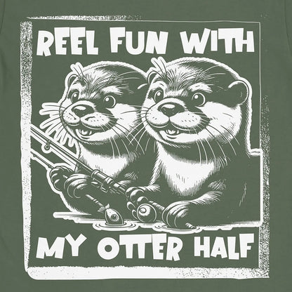 Military Green, Reel Fun with My Otter Half Tee – fish-room