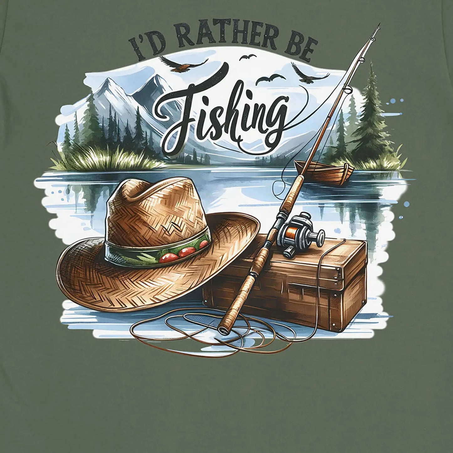 Military Green, I'd Rather Be Fishing Tee – fish-room