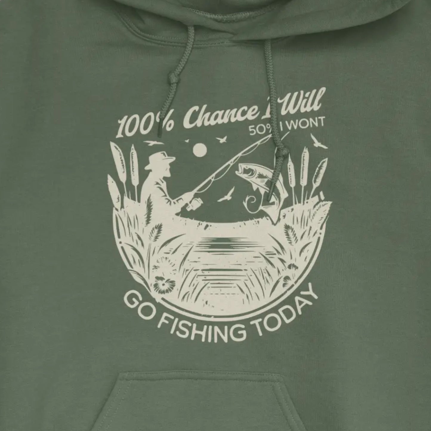 Military Green, 100% Fishing Day Hoodie – fish-room
