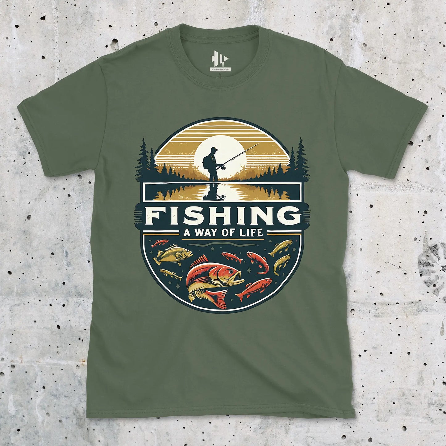 Military Green, Fishing, Way of Life Tee – fish-room