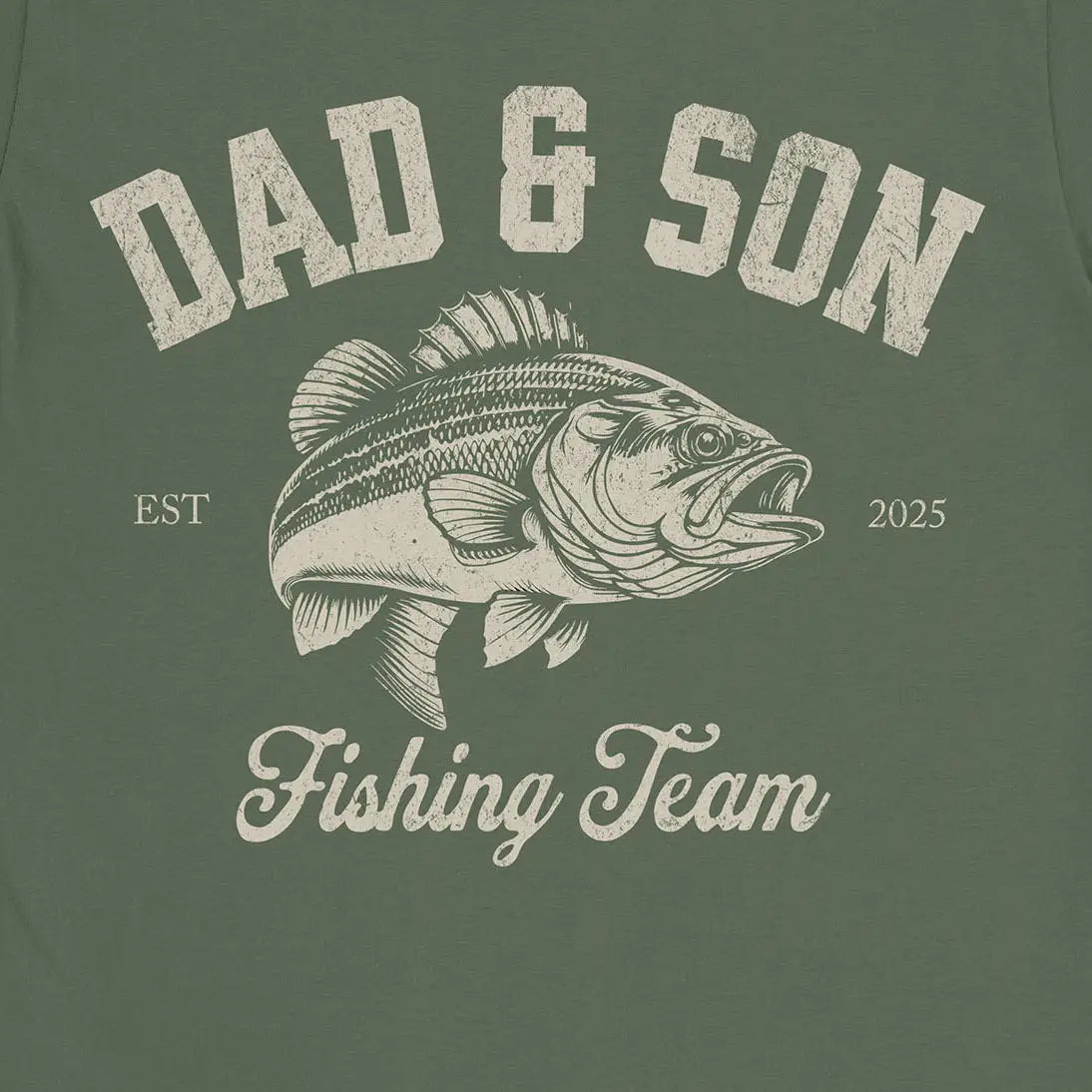Dad & Son Fishing Team Tee Military Green T-Shirt
