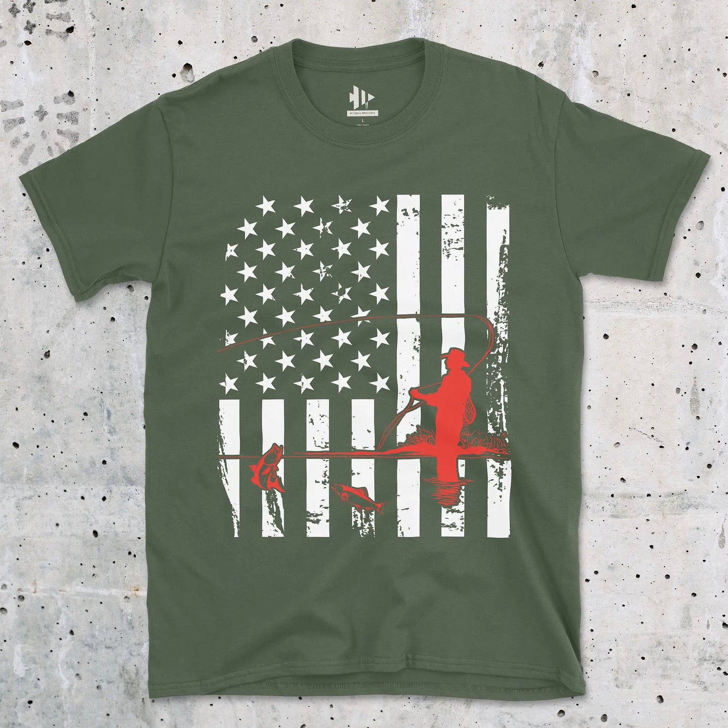 Military Green, Fishing USA Tee – fish-room