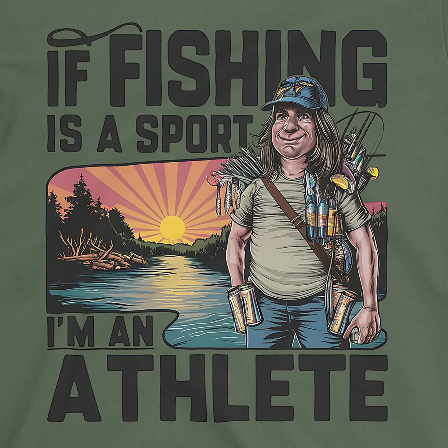 Military Green, Fishing Athlete Tee – fish-room