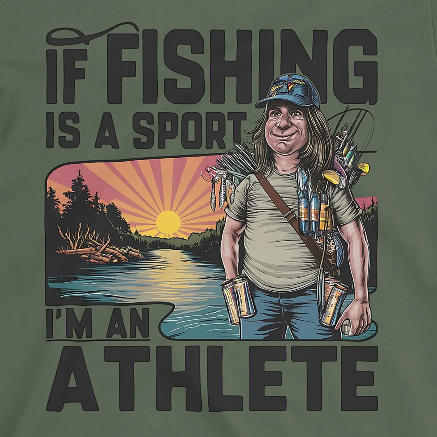 Military Green, Fishing Athlete Tee – fish-room