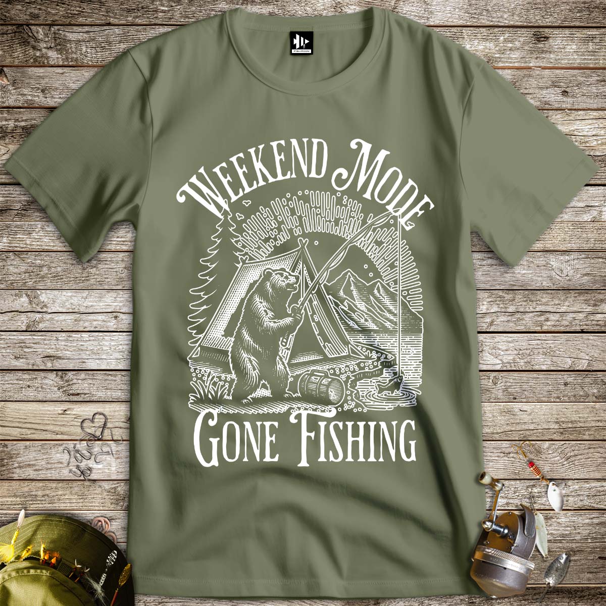 Weekend Mode: Gone Fishing Tee-funny fishing t shirt-FISH-ROOM LLC