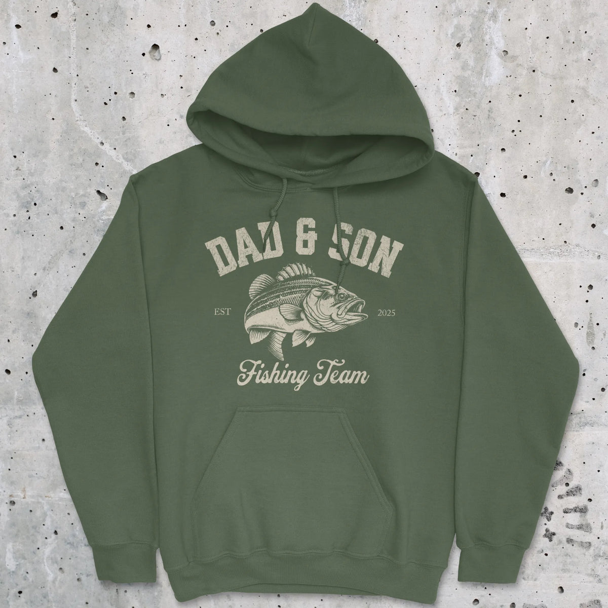 Military Green, Dad & Son Fishing Team Hoodie – fish-room