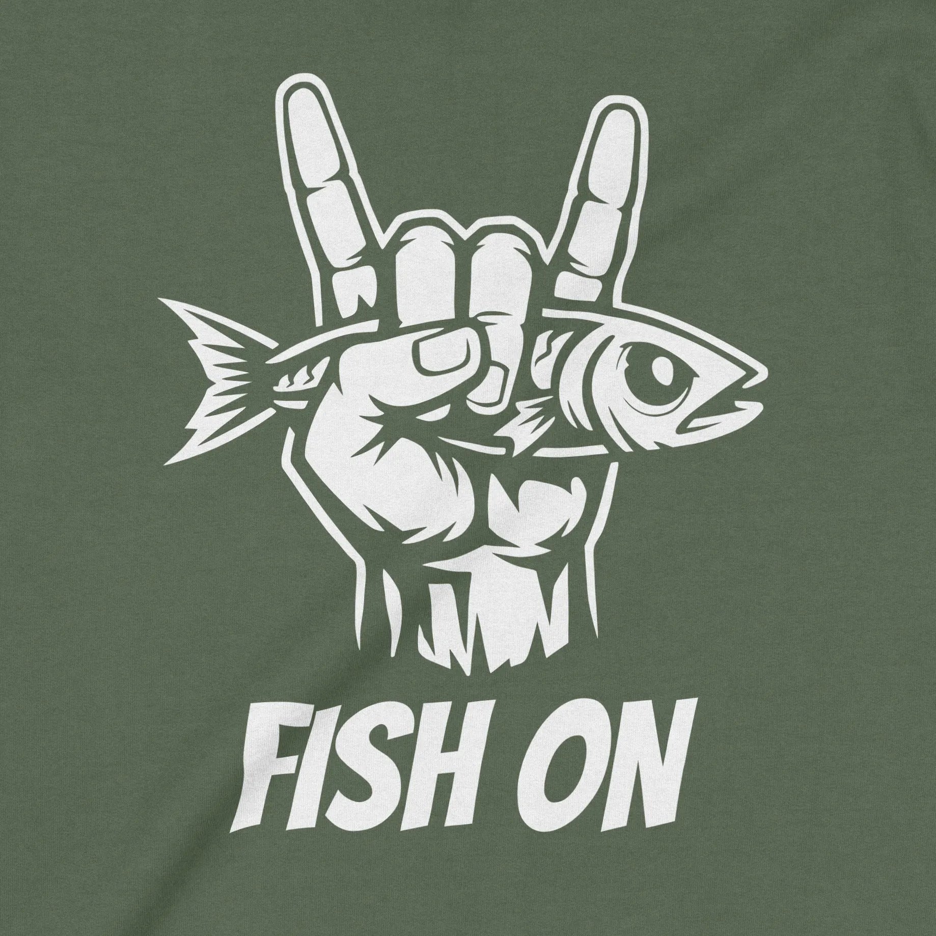 Military Green, Fish On Sweatshirt – fish-room