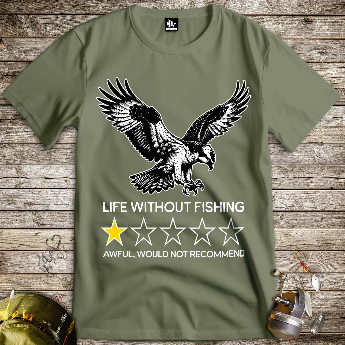 Life without fishing: One-star review Tee-funny fishing t shirt-FISH-ROOM LLC