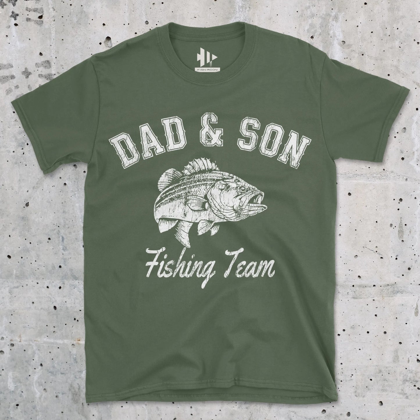 Military Green, Dad and Son Fishing Team Tee – fish-room