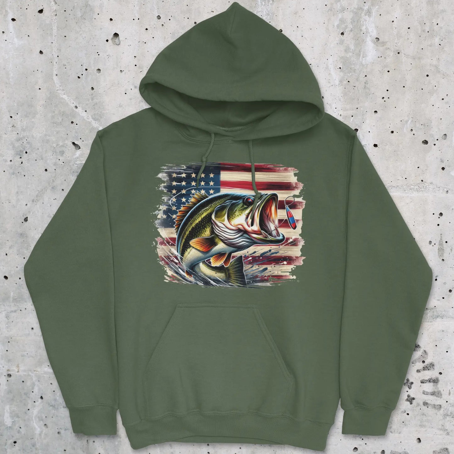 Military Green, American Bass Hoodie – fish-room