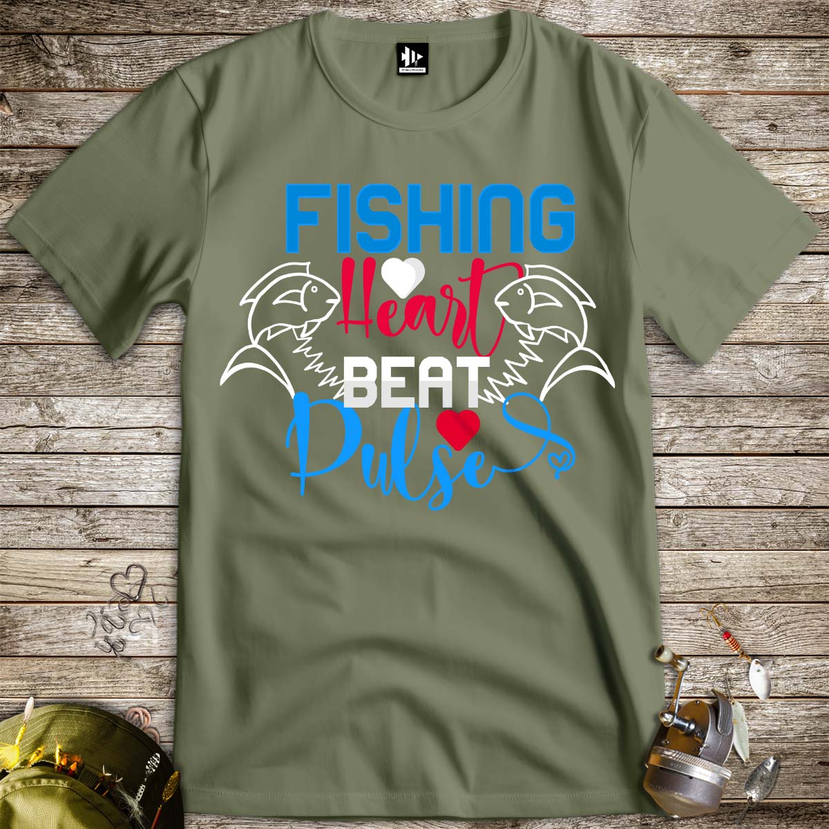 Fishing Heart Beat Pulse Tee-funny fishing t shirt-FISH-ROOM LLC