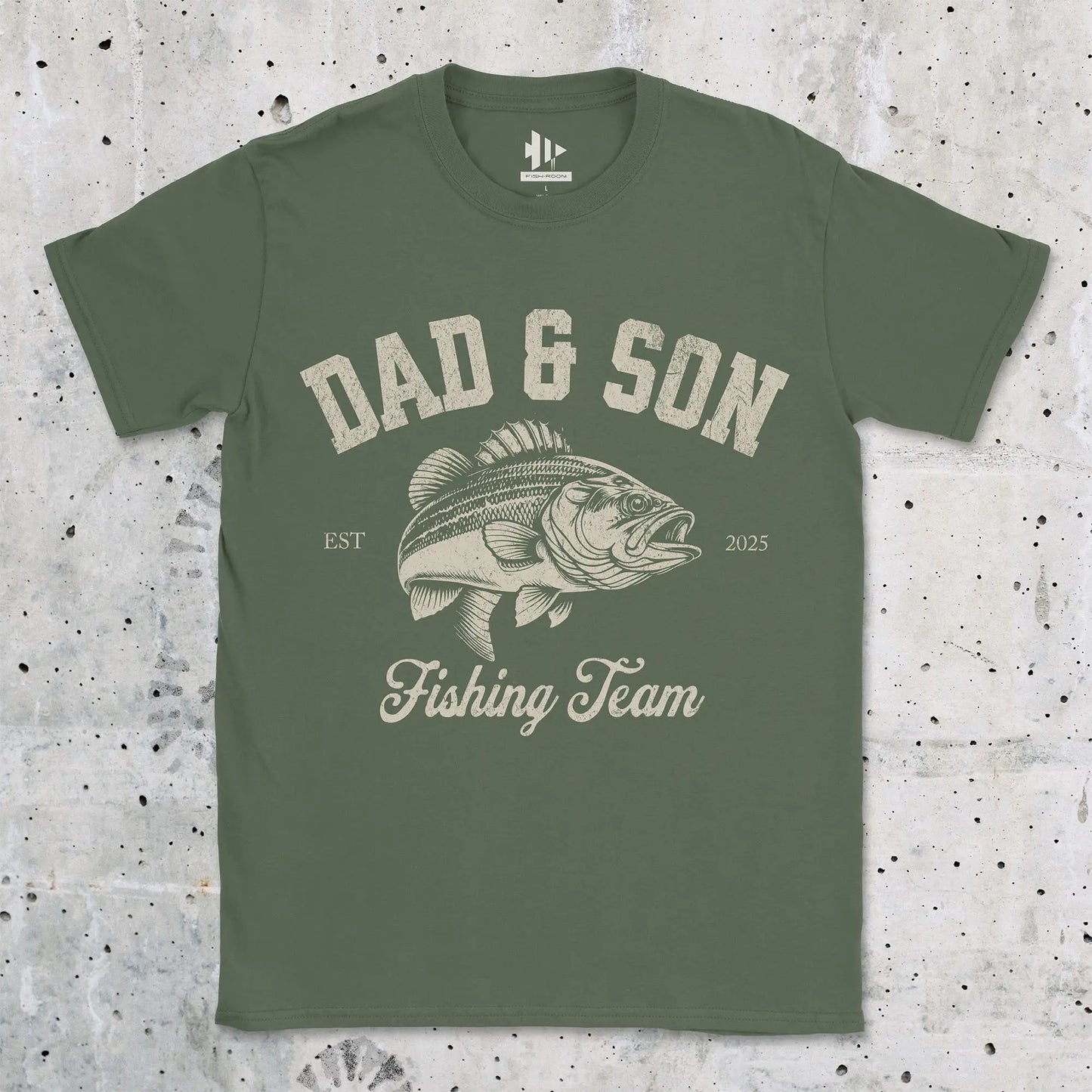 Dad & Son Fishing Team Tee Military Green T-Shirt