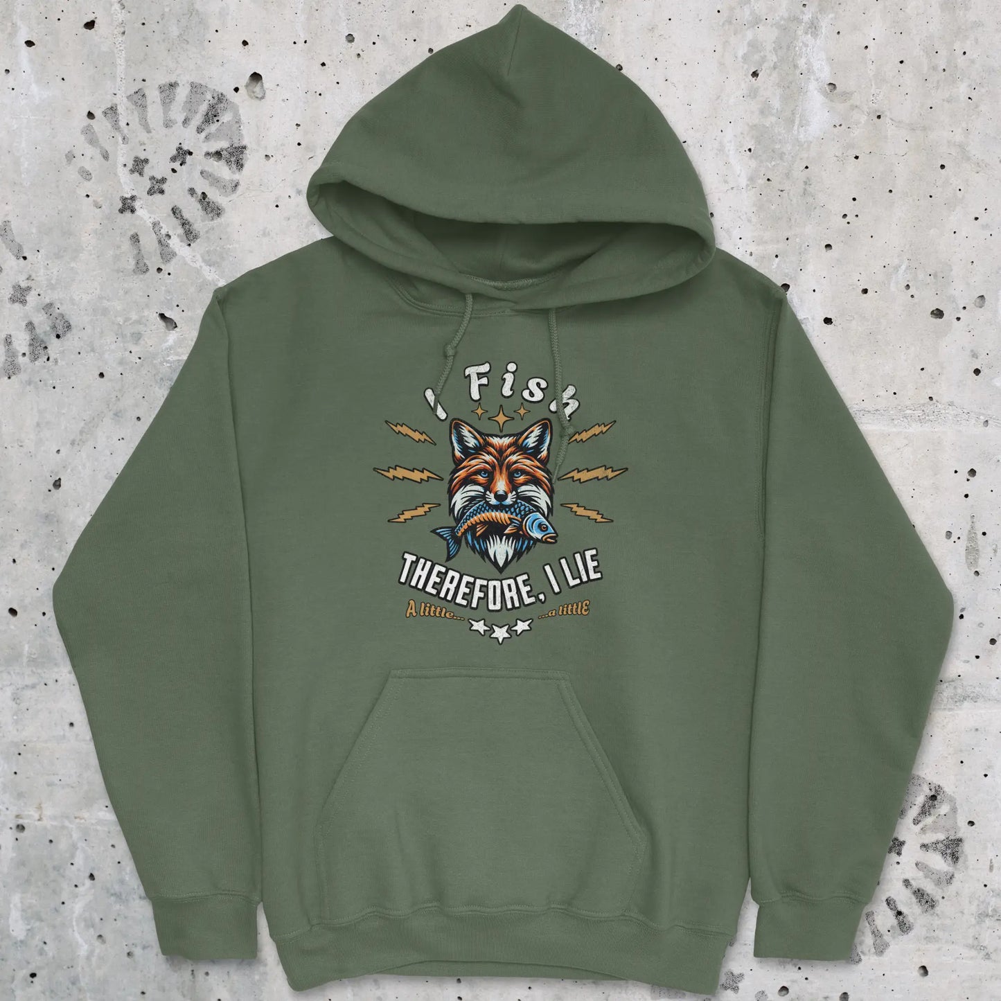 Military Green, I Fish, Therefore I Lie... A Little Hoodie – fish-room