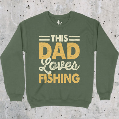 Military Green, This Dad Loves Fishing Crewneck Sweatshirt – fish-room