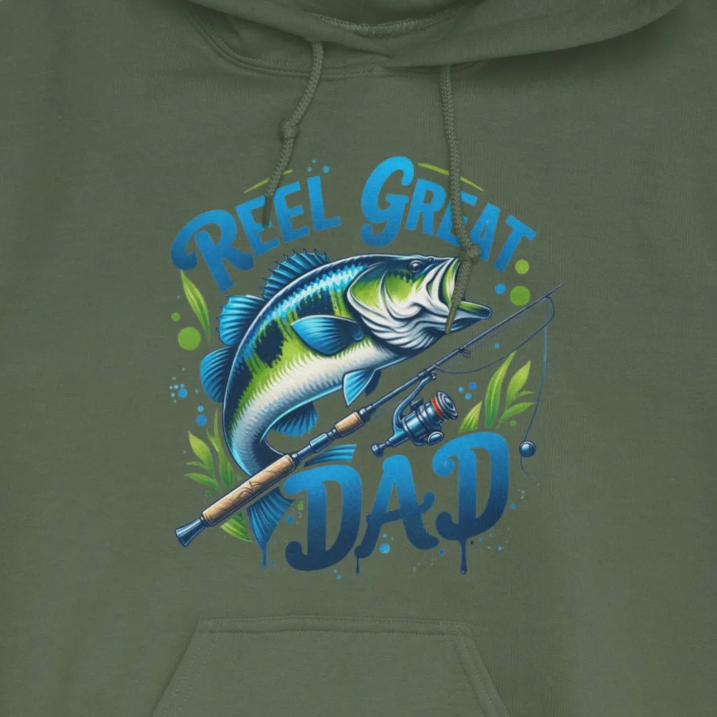 Military Green, Reel Great Dad Hoodie – fish-room