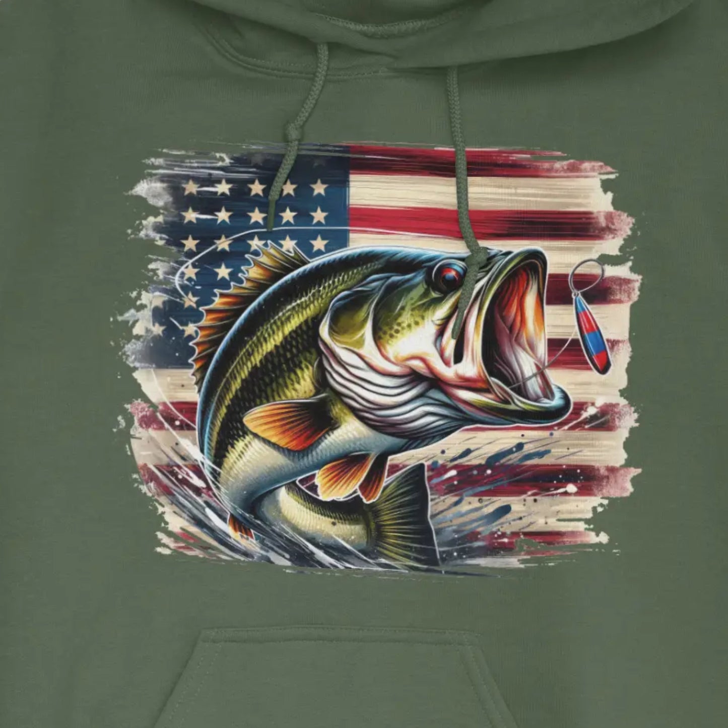 Military Green, American Bass Hoodie – fish-room
