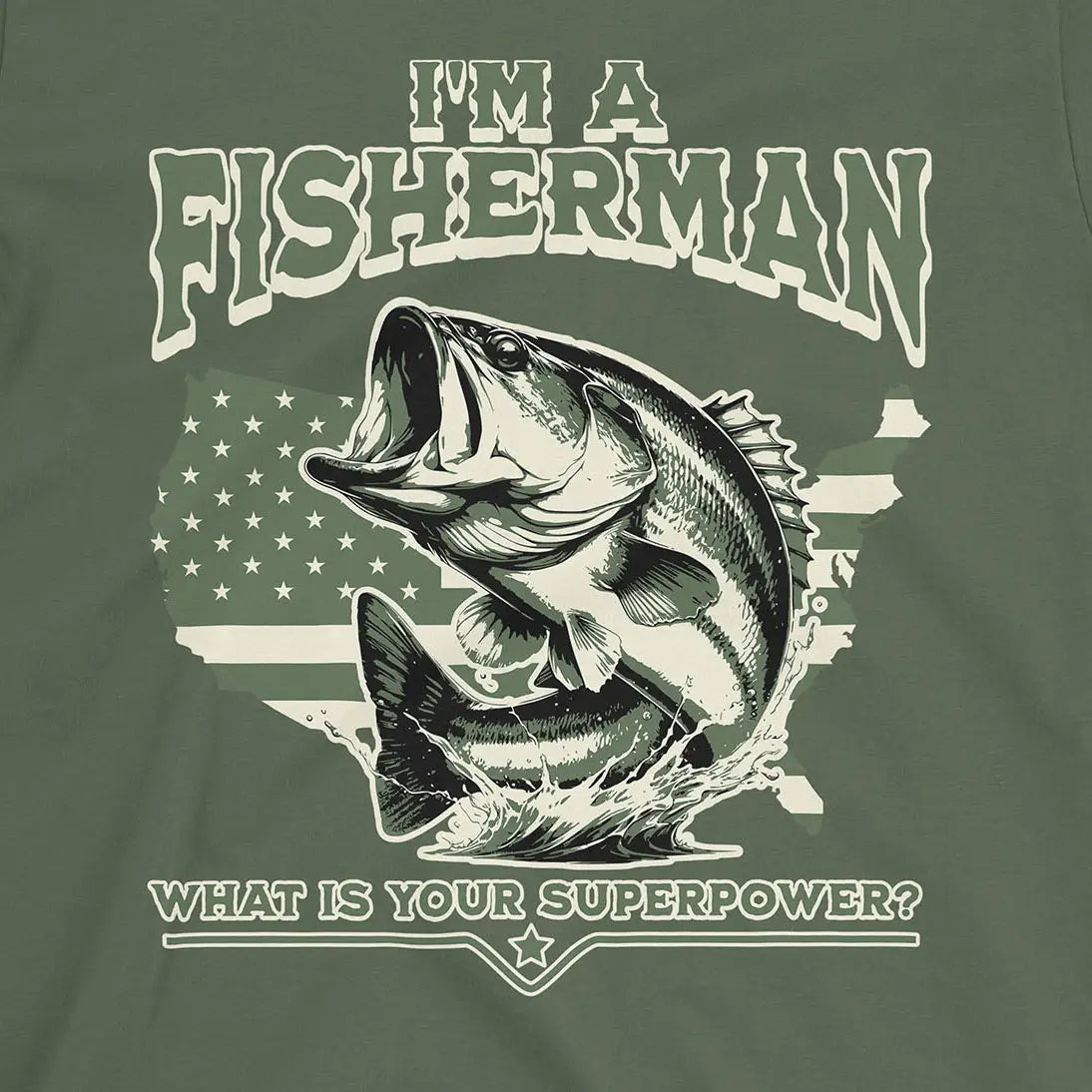 Fisherman Superpower Tee Military Green T-Shirt