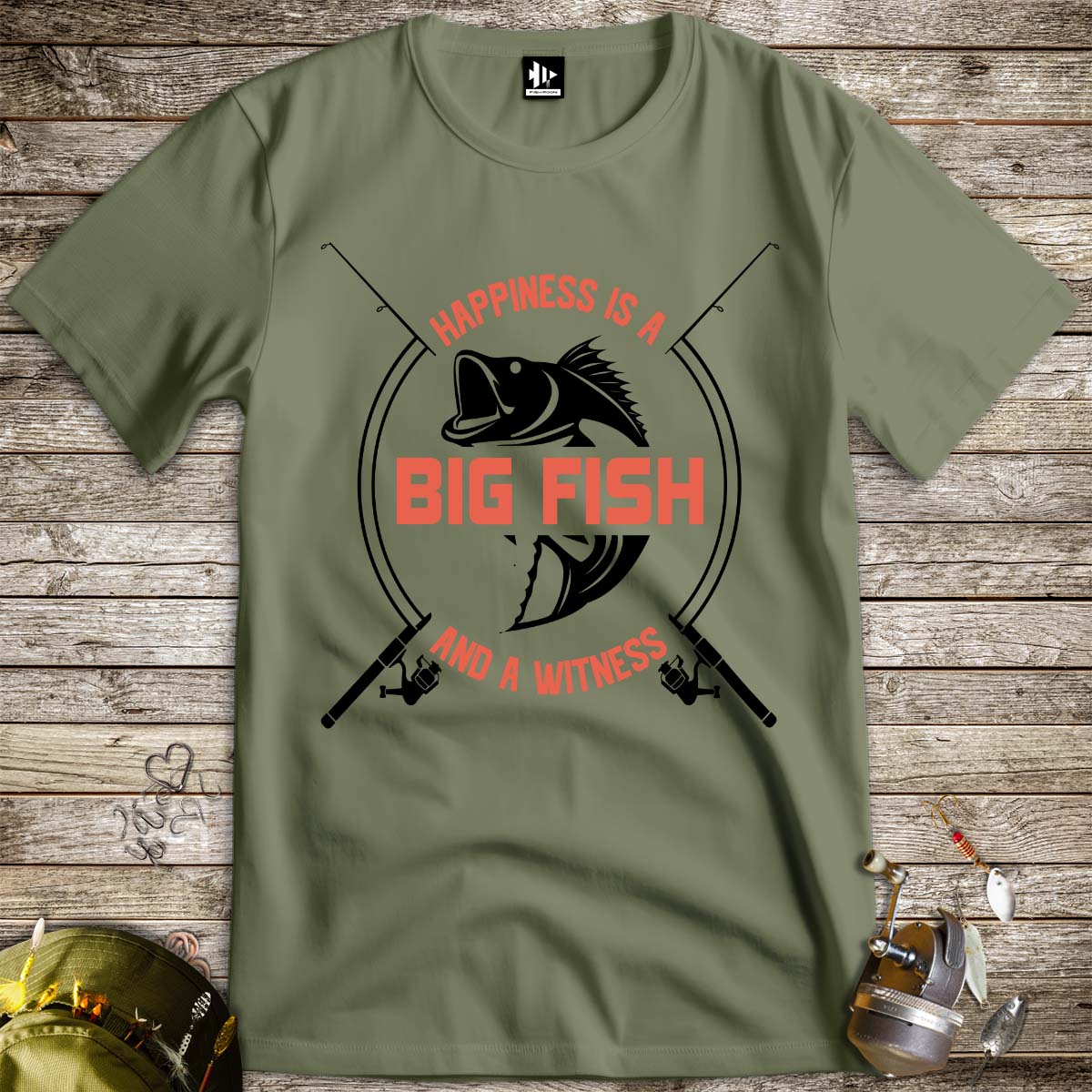 Big Fish Happiness Tee-funny fishing t shirt-FISH-ROOM LLC