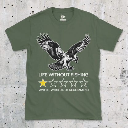 Military Green, Life without fishing: One-star review Tee – fish-room