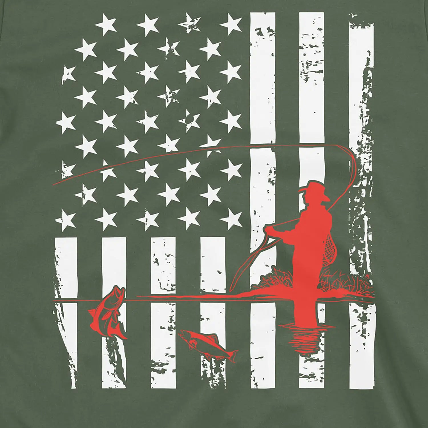 Military Green, Fishing USA Tee – fish-room