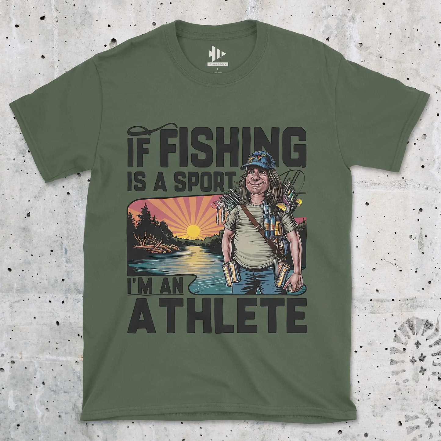 Military Green, Fishing Athlete Tee – fish-room