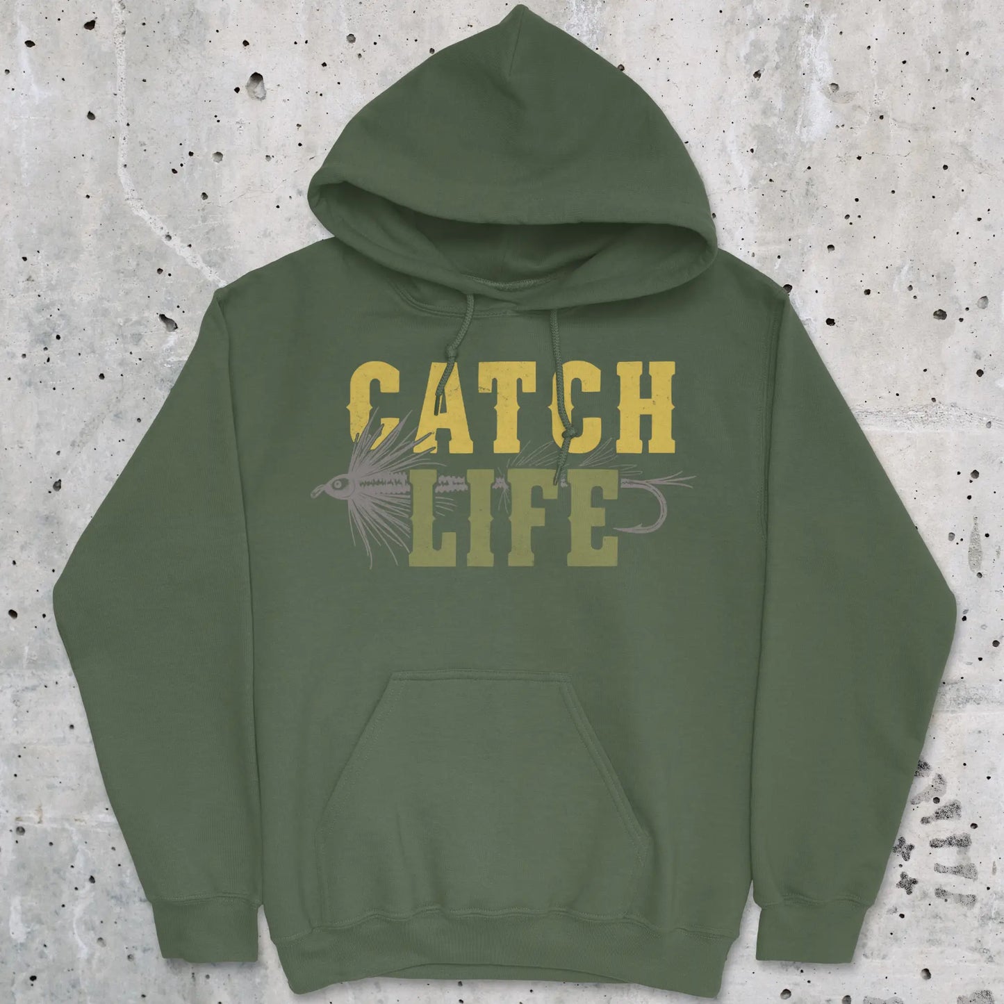 Military Green, Catch Life Hoodie – fish-room