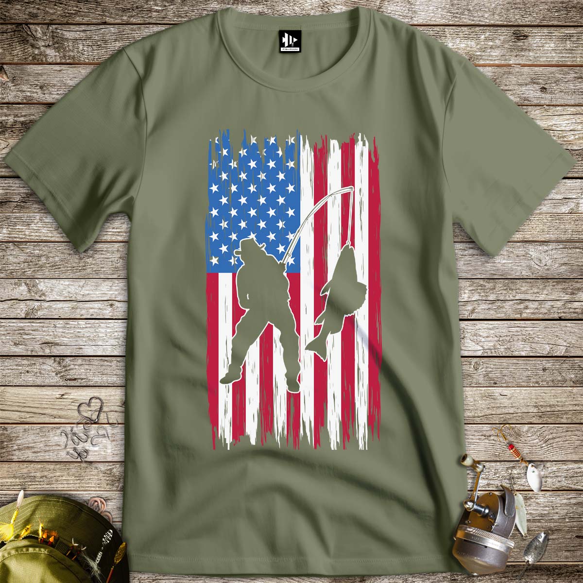 Fishing USA Tee-funny fishing t shirt-FISH-ROOM LLC