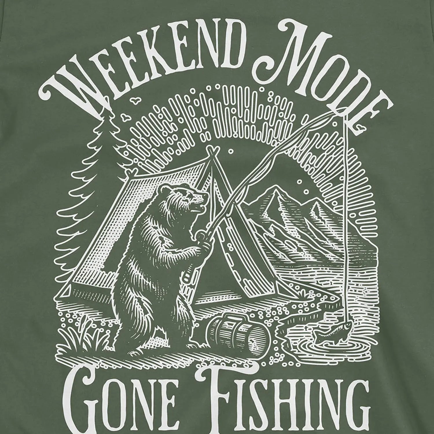 Military Green, Weekend Mode: Gone Fishing Tee – fish-room