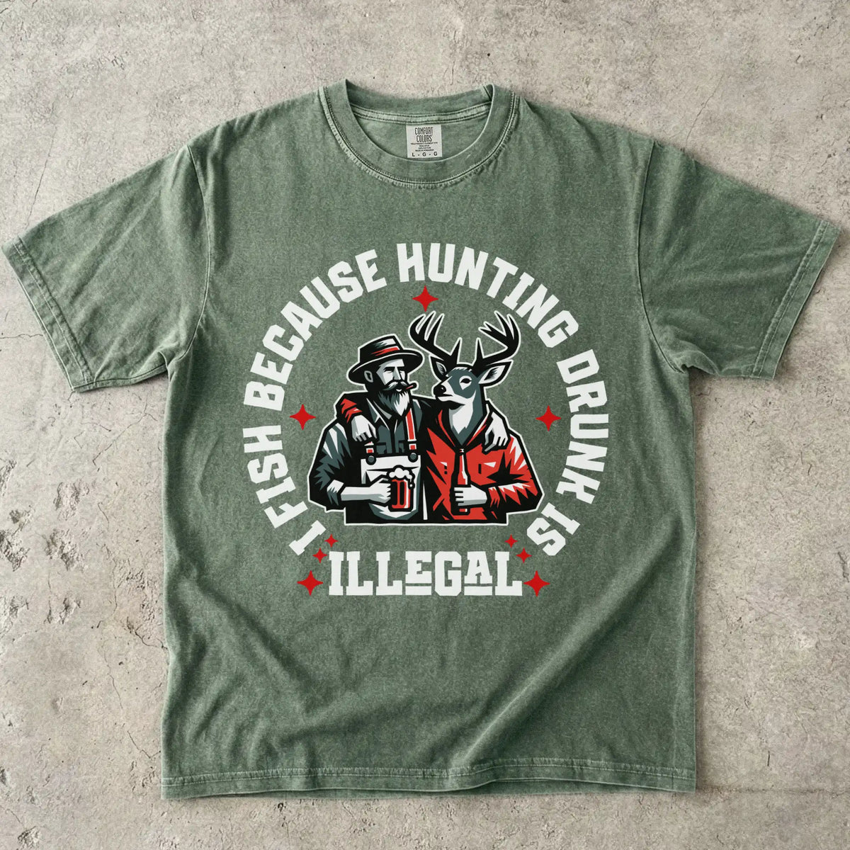 Moss, I Fish Because Hunting Drunk Is Illegal T-Shirt – fish-room