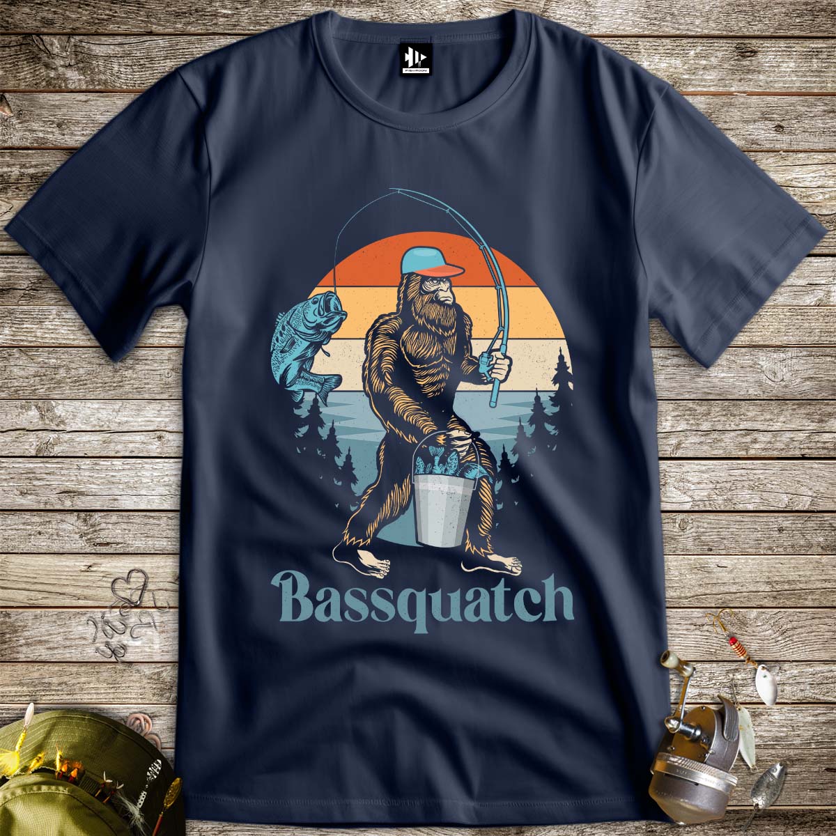 Bassquatch Tee-funny fishing t shirt-FISH-ROOM LLC