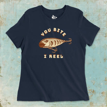 Navy, You Bite I Reel Ladies’ Tee – fish-room