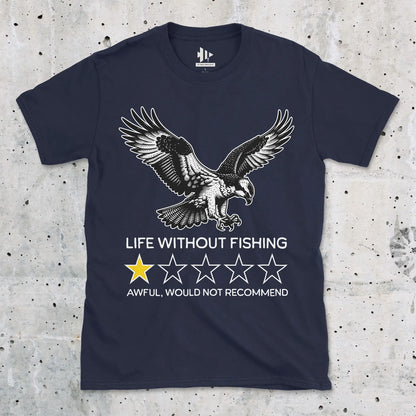 Navy, Life without fishing: One-star review Tee – fish-room
