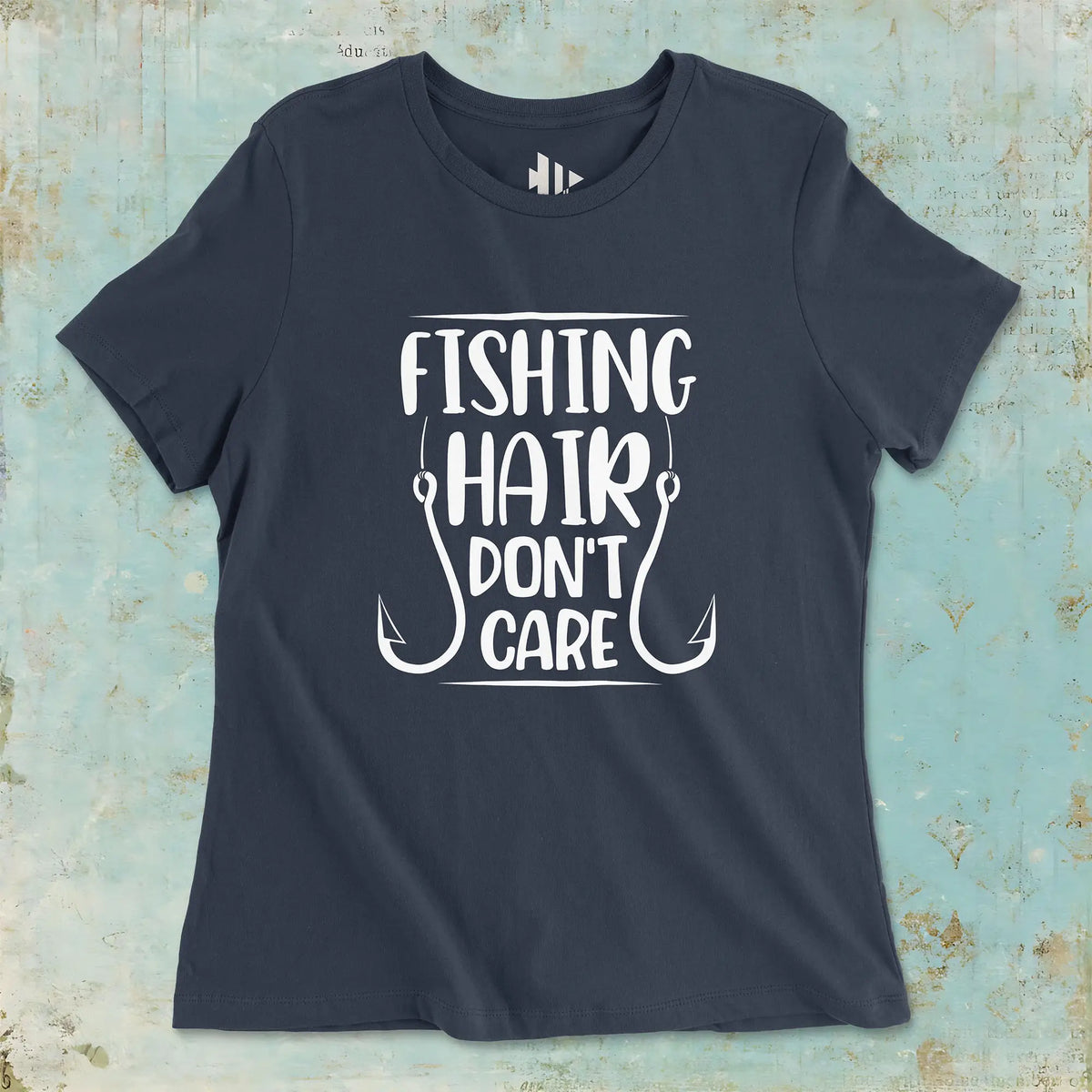 Navy, Fishing Hair Don't Care Ladies’ Tee – fish-room