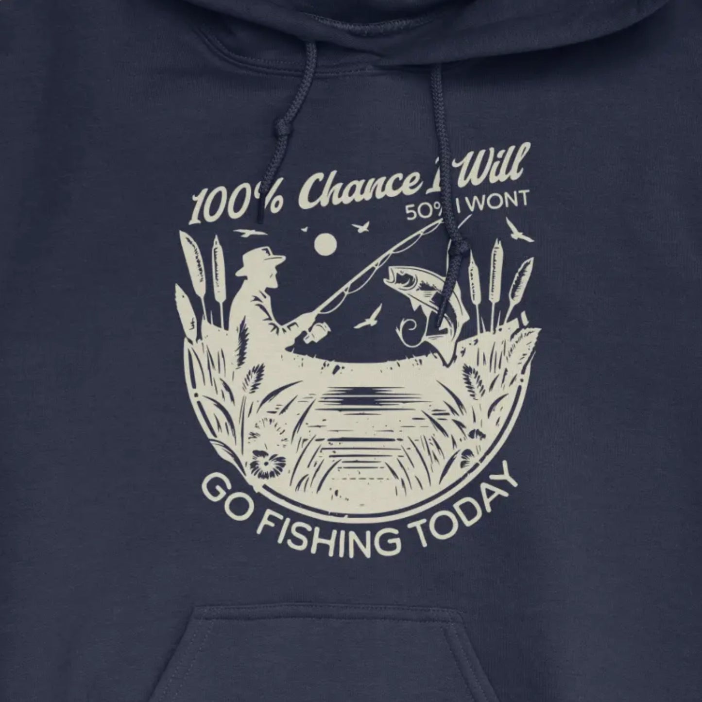 Navy, 100% Fishing Day Hoodie – fish-room