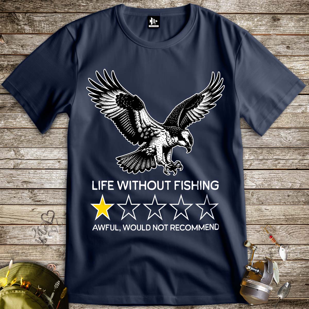 Life without fishing: One-star review Tee-funny fishing t shirt-FISH-ROOM LLC