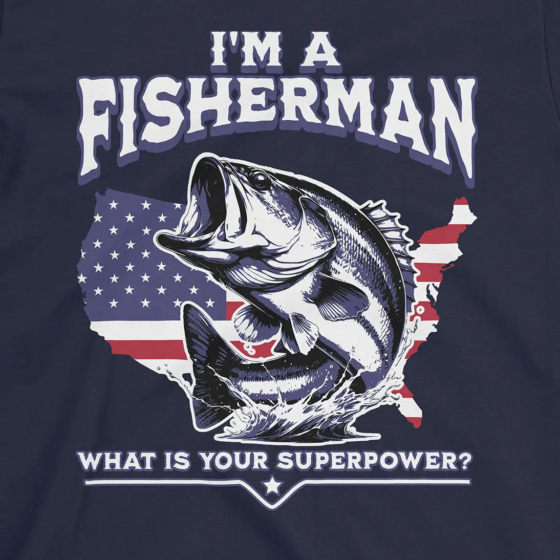 Fisherman Superpower Tee Navy T-Shirt