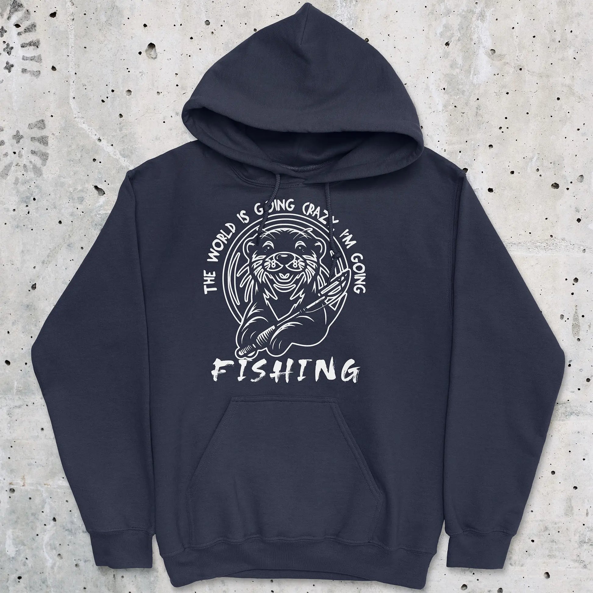 Navy, The World is Going Crazy, I'm Going Fishing Hoodie – fish-room
