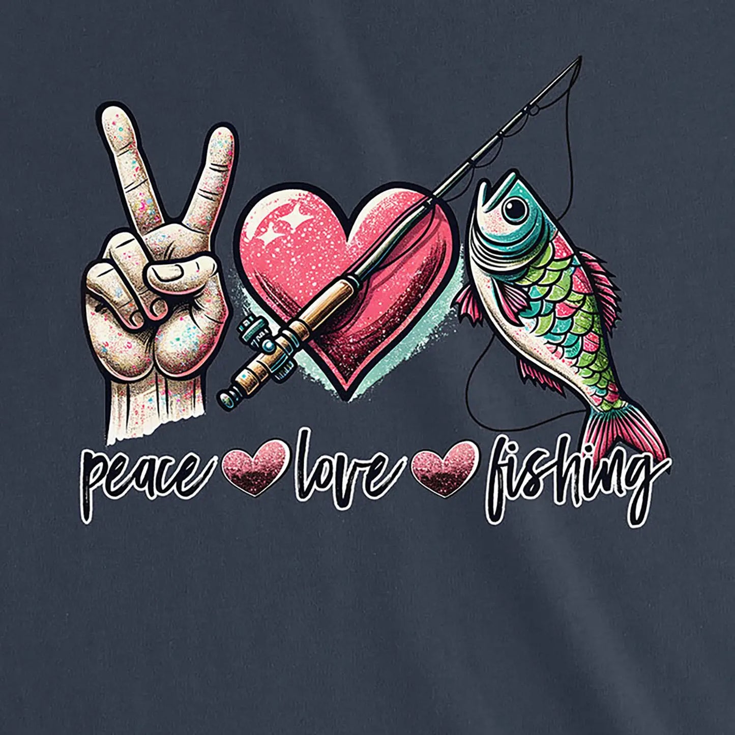 Navy, Peace Love Fishing Ladies’ Tee – fish-room