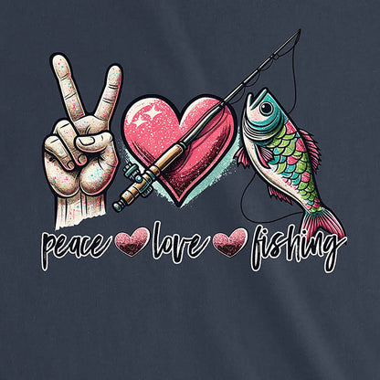 Navy, Peace Love Fishing Ladies’ Tee – fish-room