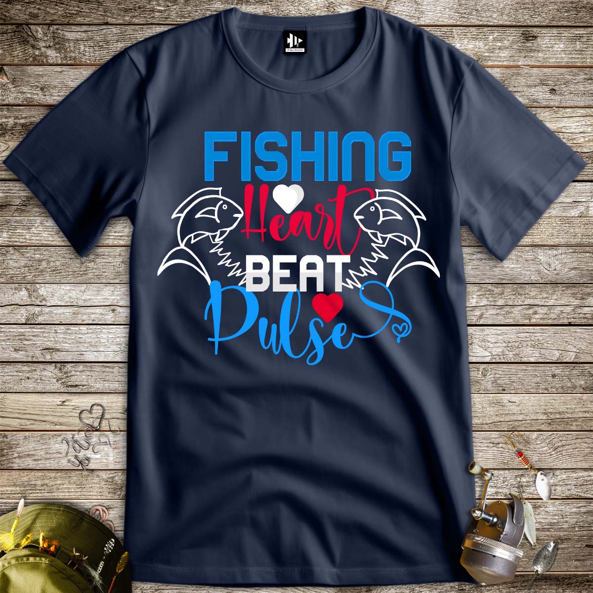 Fishing Heart Beat Pulse Tee-funny fishing t shirt-FISH-ROOM LLC