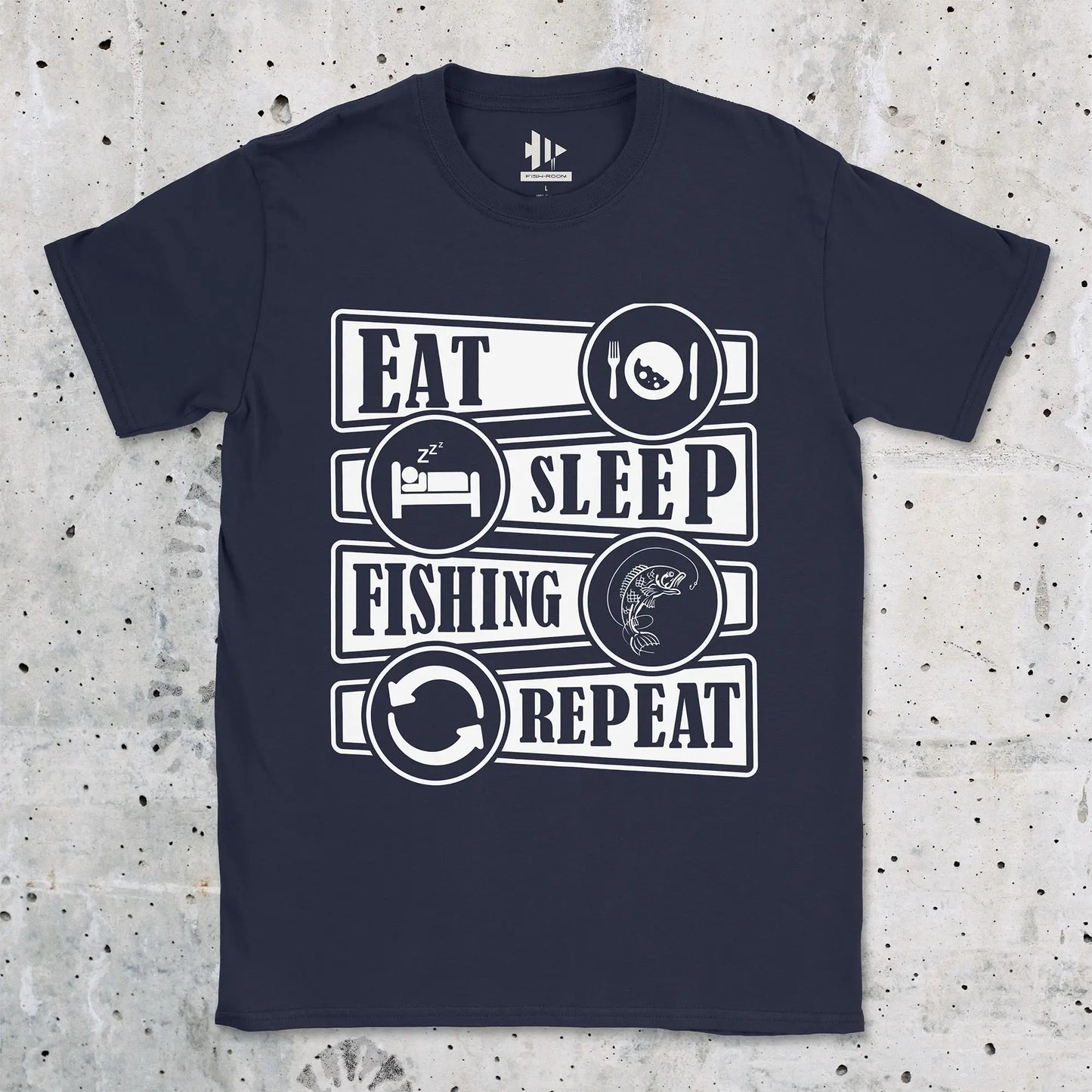 Navy, Eat Sleep Fishing Repeat Tee – fish-room